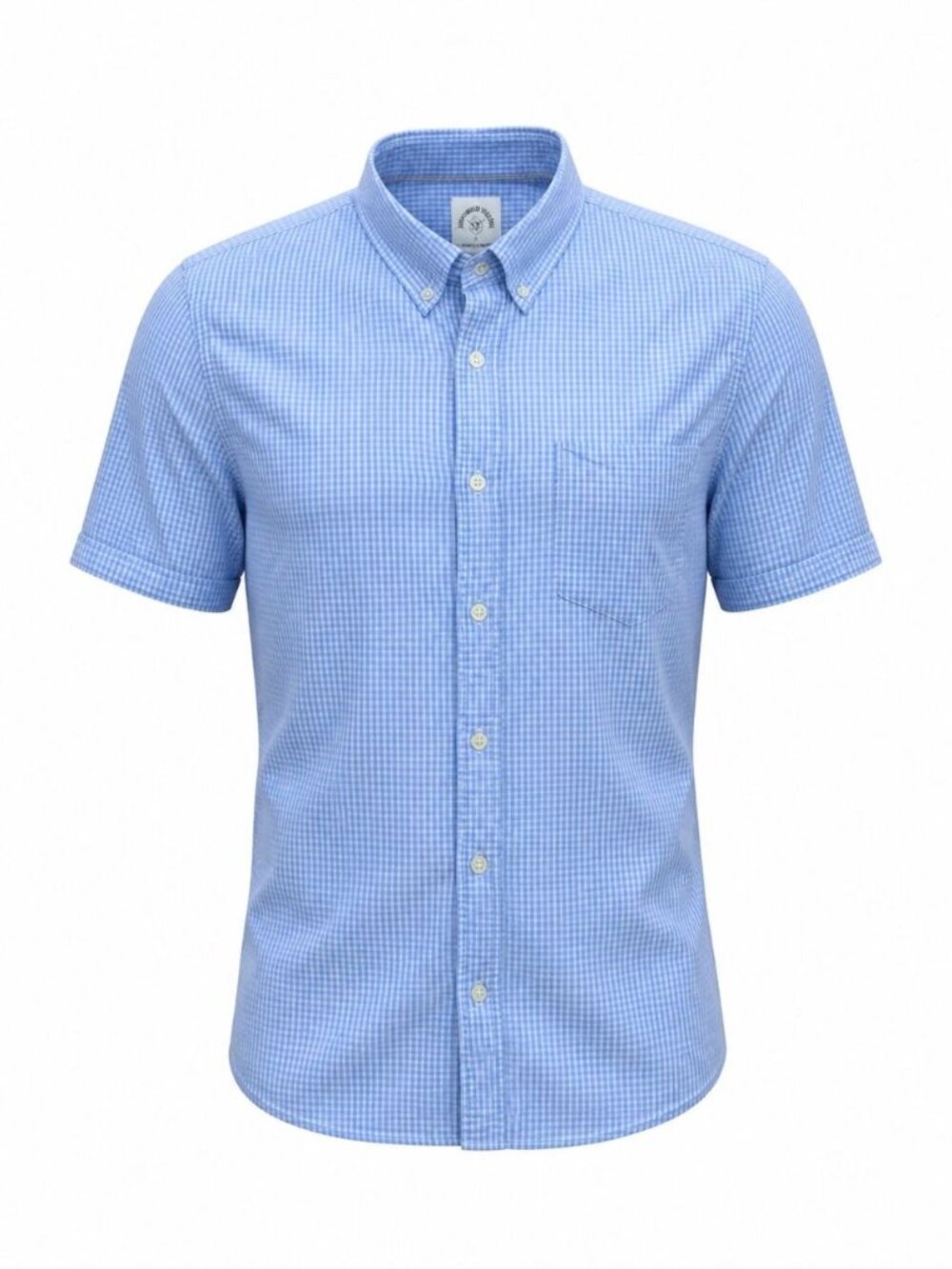Dubinik Customized Version Shirt Blue Mini Gingham Check Short Sleeve Size XL